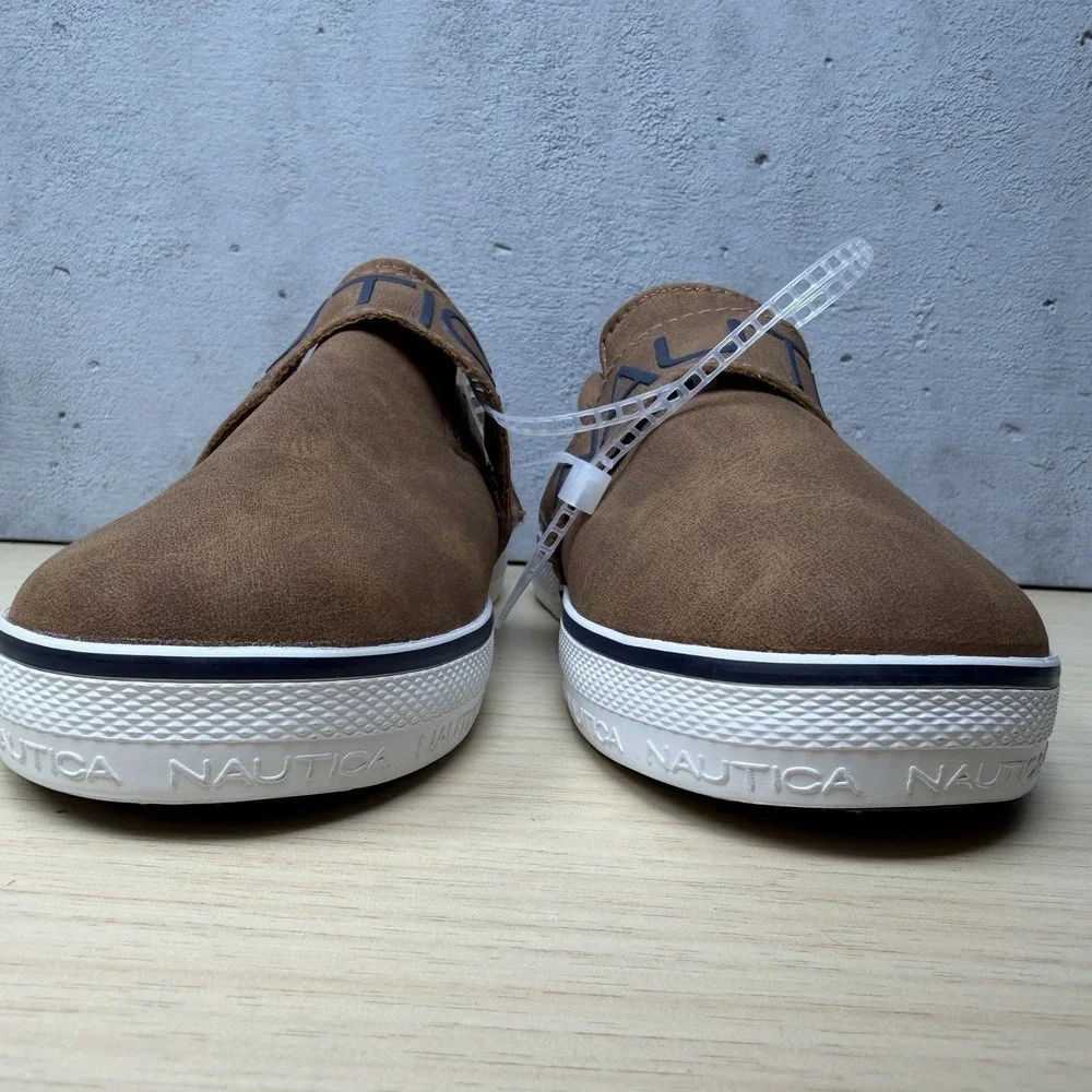 Nautica Orinoco Brown Leather slip On Dress Shoe Sneaker Toddler Size 10‎